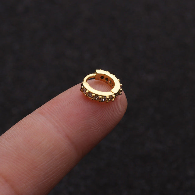 1Pcs 6mm/8mm/10mm CZ Cartilage Earrings Ear Buckle for Women Simple Rainbow Boho Classic Small Earrings Stud Thin Hoops Gift