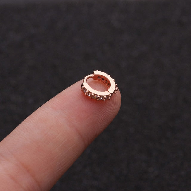 1Pcs 6mm/8mm/10mm CZ Cartilage Earrings Ear Buckle for Women Simple Rainbow Boho Classic Small Earrings Stud Thin Hoops Gift