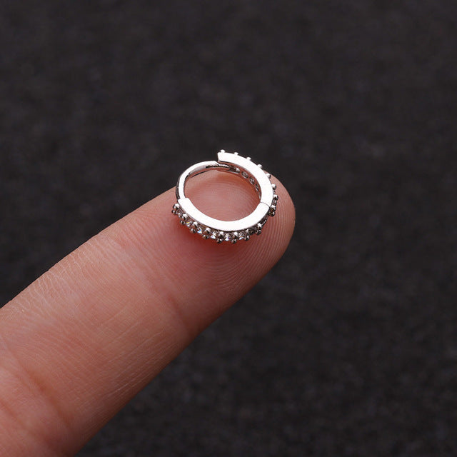 1Pcs 6mm/8mm/10mm CZ Cartilage Earrings Ear Buckle for Women Simple Rainbow Boho Classic Small Earrings Stud Thin Hoops Gift