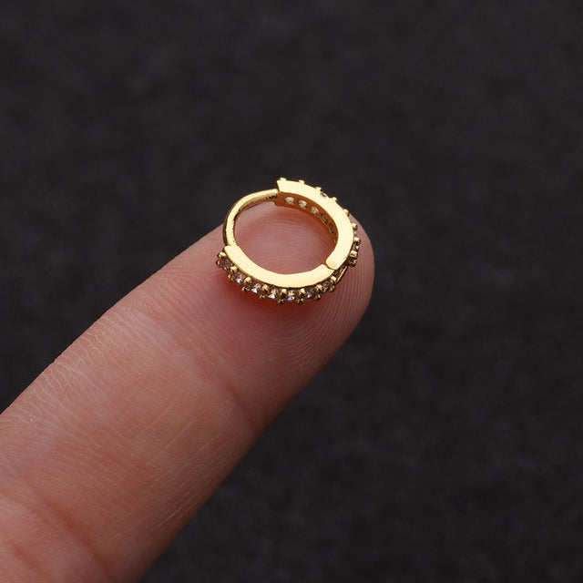1Pcs 6mm/8mm/10mm CZ Cartilage Earrings Ear Buckle for Women Simple Rainbow Boho Classic Small Earrings Stud Thin Hoops Gift