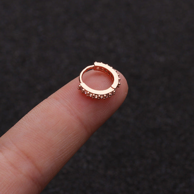 1Pcs 6mm/8mm/10mm CZ Cartilage Earrings Ear Buckle for Women Simple Rainbow Boho Classic Small Earrings Stud Thin Hoops Gift