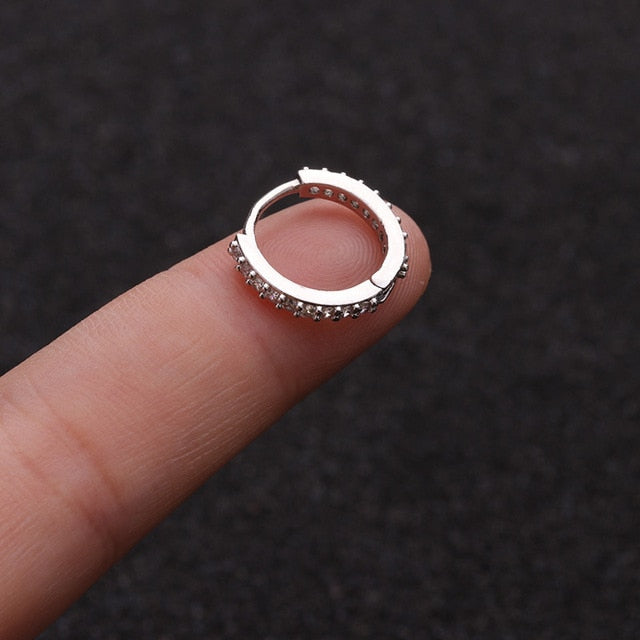 1Pcs 6mm/8mm/10mm CZ Cartilage Earrings Ear Buckle for Women Simple Rainbow Boho Classic Small Earrings Stud Thin Hoops Gift
