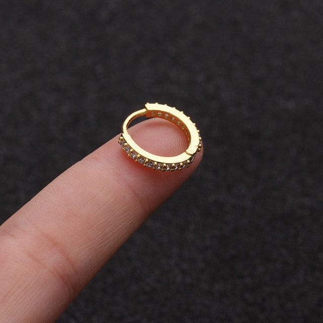 1Pcs 6mm/8mm/10mm CZ Cartilage Earrings Ear Buckle for Women Simple Rainbow Boho Classic Small Earrings Stud Thin Hoops Gift