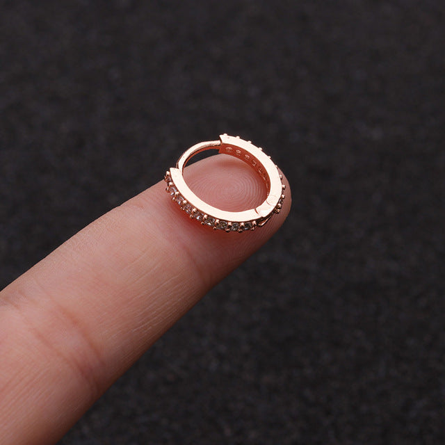 1Pcs 6mm/8mm/10mm CZ Cartilage Earrings Ear Buckle for Women Simple Rainbow Boho Classic Small Earrings Stud Thin Hoops Gift