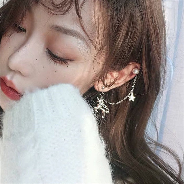 1PC European Style Egirl Fashion Vintage Long Chain Cross Zipper Drop Earrings For Men Women Party Punk Bff Jewelry Gift Brincos