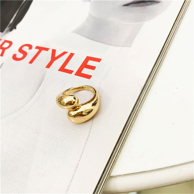 Peri'sBox Gold Statement Dome Ring for Women Big Large Open Finger Ring Chunky Dome Wide Ring Jewelry New Hot
