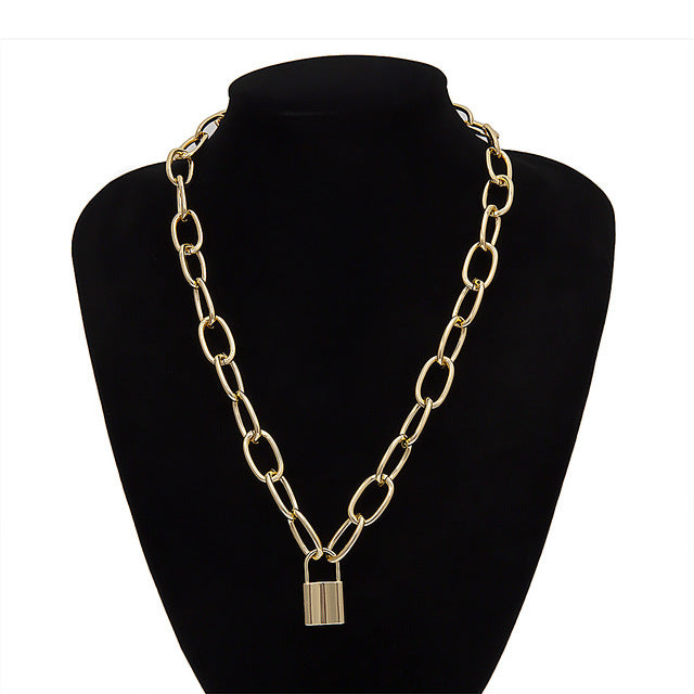 Ingemark Multi Layer Lover Lock Pendant Choker Necklace Steampunk Padlock Heart Chain Necklace Collier Best Couple Jewelry Gift