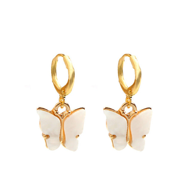 Flatfoosie New Fashion Women Butterfly Drop Earrings Animal Sweet Colorful Acrylic Earrings 2019 Statement Girls Party Jewelry