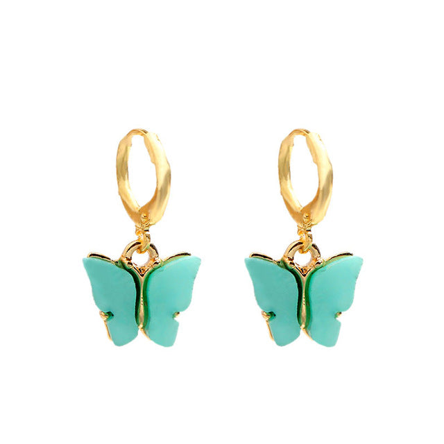 Flatfoosie New Fashion Women Butterfly Drop Earrings Animal Sweet Colorful Acrylic Earrings 2019 Statement Girls Party Jewelry