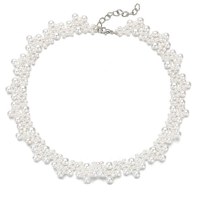 17KM 2020 Elegant Flower Pearl Choker Necklaces For Women Gold Coin Bow Knot Pendant Necklace Long Chain Jewelry Party Gifts