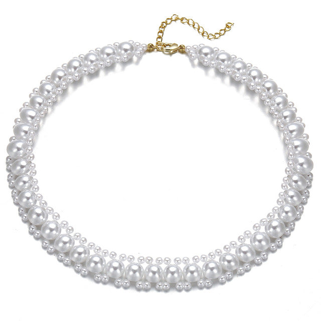 17KM 2020 Elegant Flower Pearl Choker Necklaces For Women Gold Coin Bow Knot Pendant Necklace Long Chain Jewelry Party Gifts