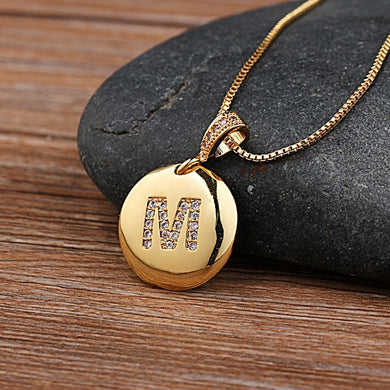 Top Quality Women Girls Initial Letter Necklace Gold 26 Letters Charm Necklaces Pendants Copper CZ Jewelry Personal Necklace