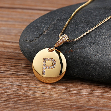 Top Quality Women Girls Initial Letter Necklace Gold 26 Letters Charm Necklaces Pendants Copper CZ Jewelry Personal Necklace