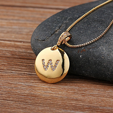 Top Quality Women Girls Initial Letter Necklace Gold 26 Letters Charm Necklaces Pendants Copper CZ Jewelry Personal Necklace