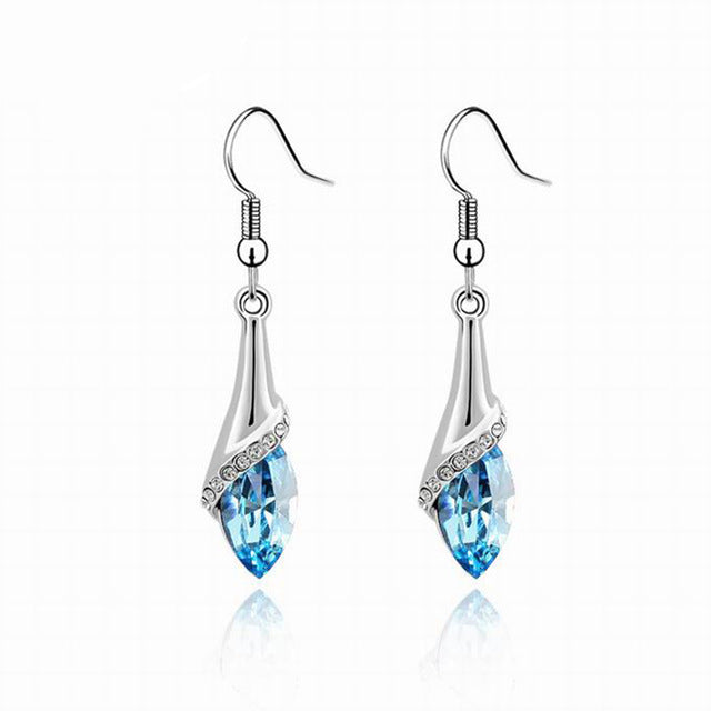 Classic Elegant Long Earrings For Women Fashion Geometric Crystal Gold Color Water Drop Earring Brincos Bijoux Jewelry