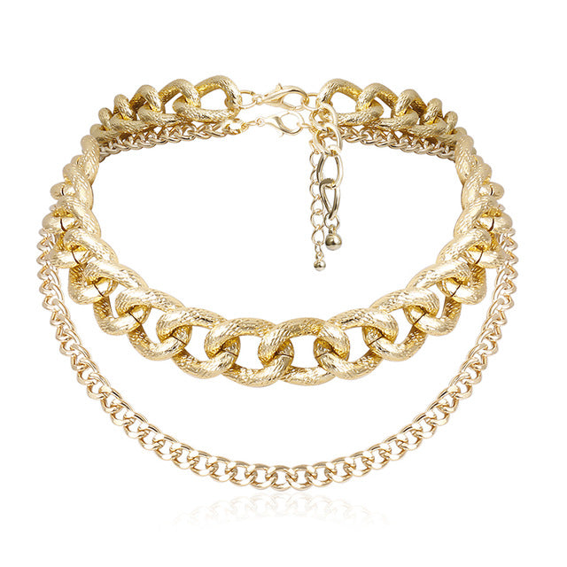 Punk Miami Cuban Choker Necklace Collar Statement Hip Hop Big Chunky Aluminum Gold Color Thick Chain Necklace Women Jewelry