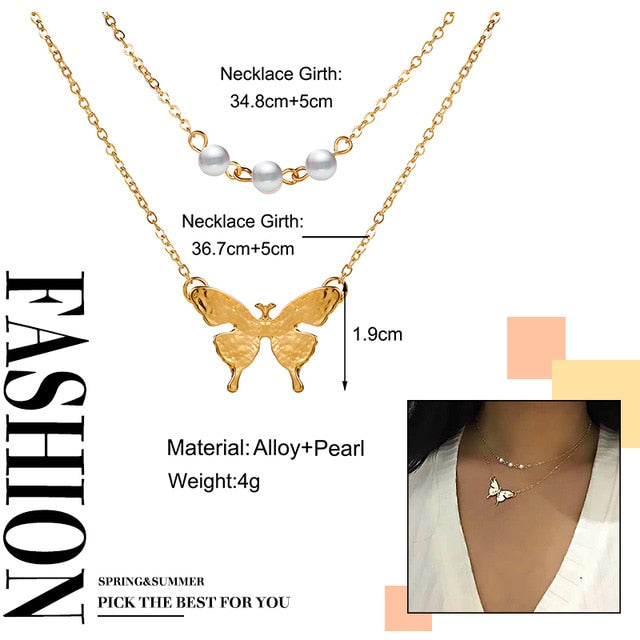 17KM 2020 Elegant Flower Pearl Choker Necklaces For Women Gold Coin Bow Knot Pendant Necklace Long Chain Jewelry Party Gifts