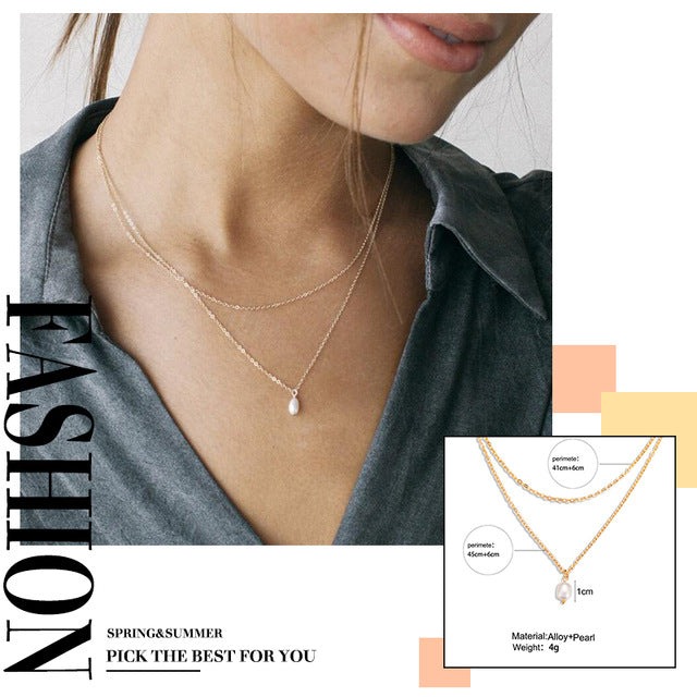 17KM 2020 Elegant Flower Pearl Choker Necklaces For Women Gold Coin Bow Knot Pendant Necklace Long Chain Jewelry Party Gifts