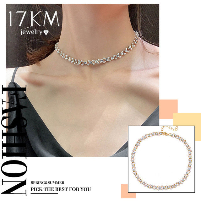 17KM 2020 Elegant Flower Pearl Choker Necklaces For Women Gold Coin Bow Knot Pendant Necklace Long Chain Jewelry Party Gifts