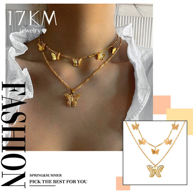 17KM 2020 Elegant Flower Pearl Choker Necklaces For Women Gold Coin Bow Knot Pendant Necklace Long Chain Jewelry Party Gifts