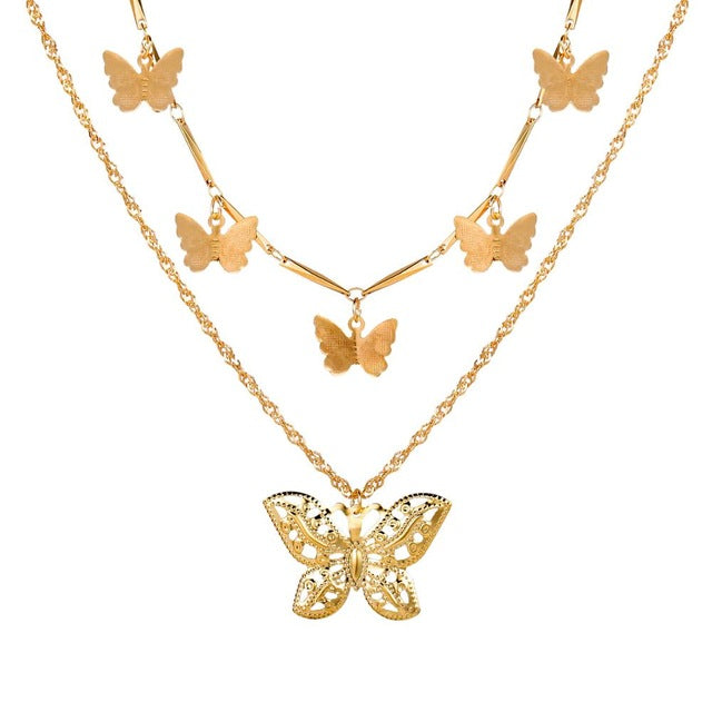 17KM Fashion Multi Layer Lock Portrait Pendants Necklaces For Women Gold Metal Key Heart Necklace New Design Jewelry Gift