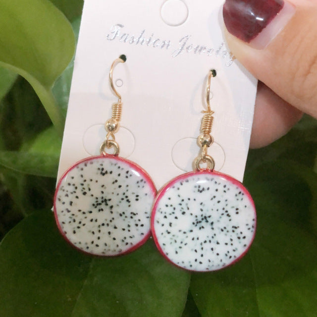 Resin stereo lemon orange earrings long pendant fashion summer fruit jewelry for girls and teenagers gifts wholesale