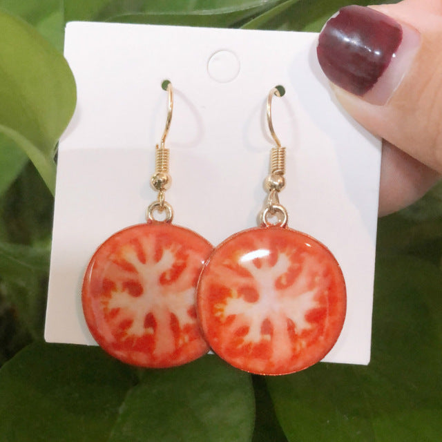 Resin stereo lemon orange earrings long pendant fashion summer fruit jewelry for girls and teenagers gifts wholesale