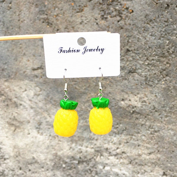 Resin stereo lemon orange earrings long pendant fashion summer fruit jewelry for girls and teenagers gifts wholesale