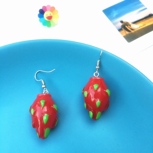 Resin stereo lemon orange earrings long pendant fashion summer fruit jewelry for girls and teenagers gifts wholesale