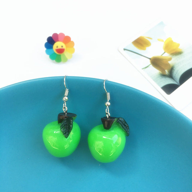 Resin stereo lemon orange earrings long pendant fashion summer fruit jewelry for girls and teenagers gifts wholesale
