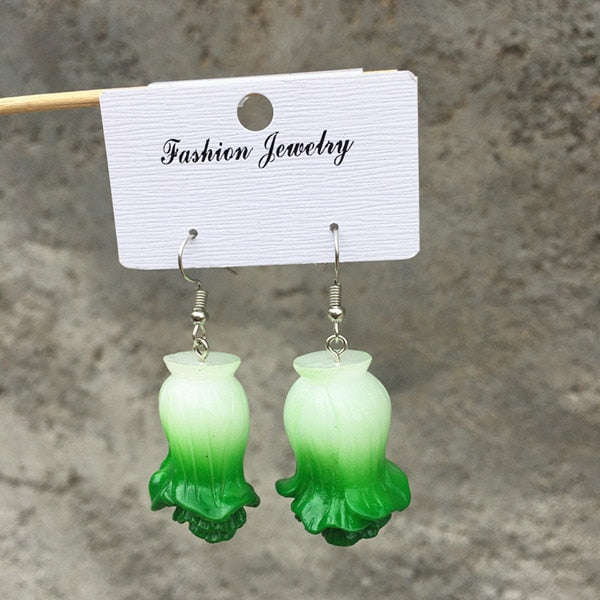 Resin stereo lemon orange earrings long pendant fashion summer fruit jewelry for girls and teenagers gifts wholesale