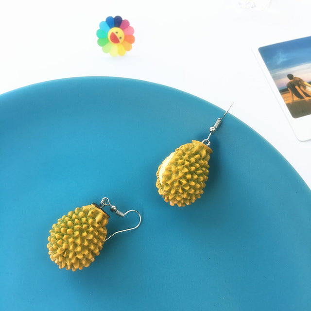 Resin stereo lemon orange earrings long pendant fashion summer fruit jewelry for girls and teenagers gifts wholesale