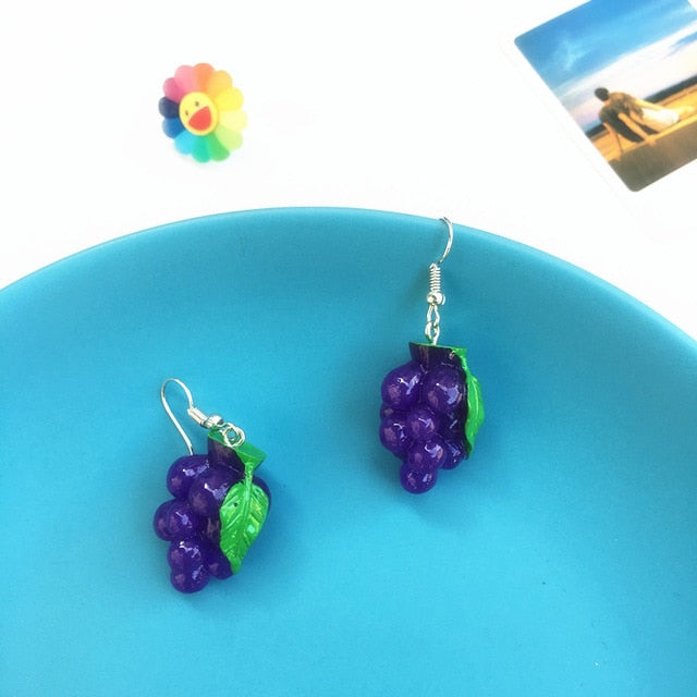Resin stereo lemon orange earrings long pendant fashion summer fruit jewelry for girls and teenagers gifts wholesale
