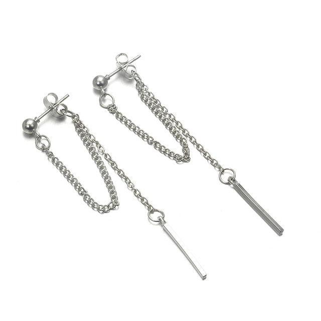 Korean Version Of Jewelry Earrings Tassel Fashion Retro Long Earrings Chain Metal Texture Earrings Wholesale Dangle Earrings