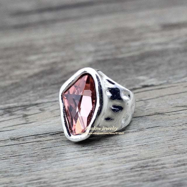 Anslow Original Design Fashion Jewelry  Vintage Irregular Crystal Couples Love Rings For Women Valentine's Day Gift  LOW0042AR
