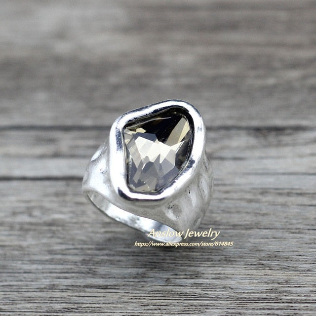 Anslow Original Design Fashion Jewelry  Vintage Irregular Crystal Couples Love Rings For Women Valentine's Day Gift  LOW0042AR