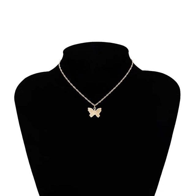 Vintage Metallic Gold Chain Butterfly Pendant Necklace Butterfly Pendant Women Ladies Necklace Jewelry for Valentine's Day Gifts