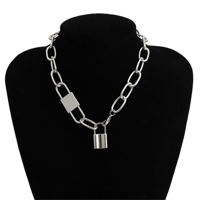 Punk Miami Cuban Choker Necklace Collar Statement Hip Hop Big Chunky Aluminum Gold Color Thick Chain Necklace Women Jewelry