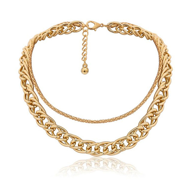 Punk Miami Cuban Choker Necklace Collar Statement Hip Hop Big Chunky Aluminum Gold Color Thick Chain Necklace Women Jewelry