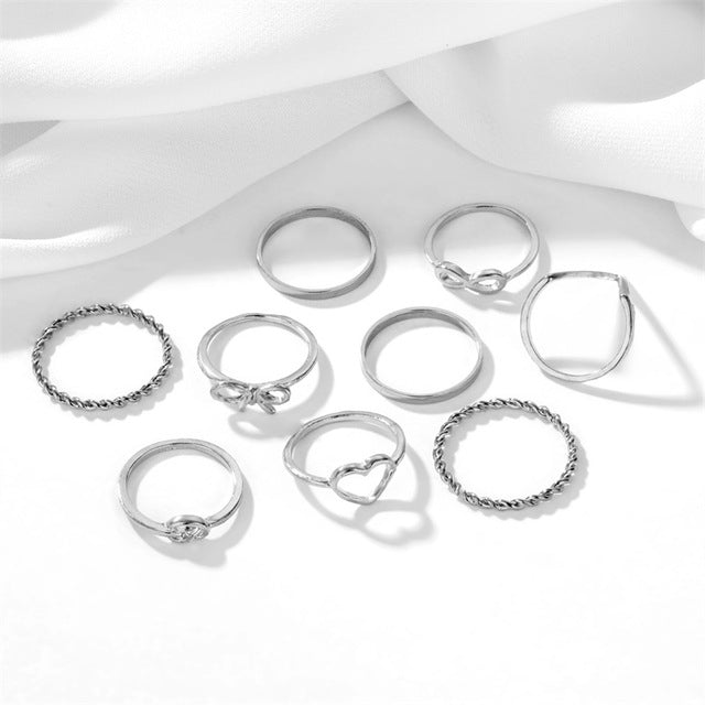 KISSWIFE 8 Pcs/Set Simple Design Round Gold Color Rings Set For Women Handmade Geometry Finger Ring Set Female Jewelry Gifts