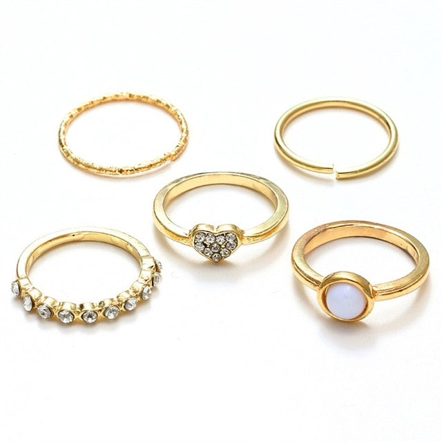 KISSWIFE 8 Pcs/Set Simple Design Round Gold Color Rings Set For Women Handmade Geometry Finger Ring Set Female Jewelry Gifts