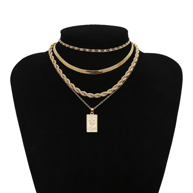 Punk Miami Cuban Choker Necklace Steampunk Men Jewelry Vintage Big Coin Pendant Chunky Chain Necklace for Women Neck Accessories