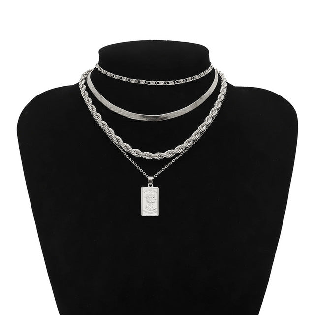 Punk Miami Cuban Choker Necklace Steampunk Men Jewelry Vintage Big Coin Pendant Chunky Chain Necklace for Women Neck Accessories