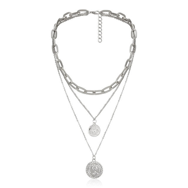 Punk Miami Cuban Choker Necklace Steampunk Men Jewelry Vintage Big Coin Pendant Chunky Chain Necklace for Women Neck Accessories