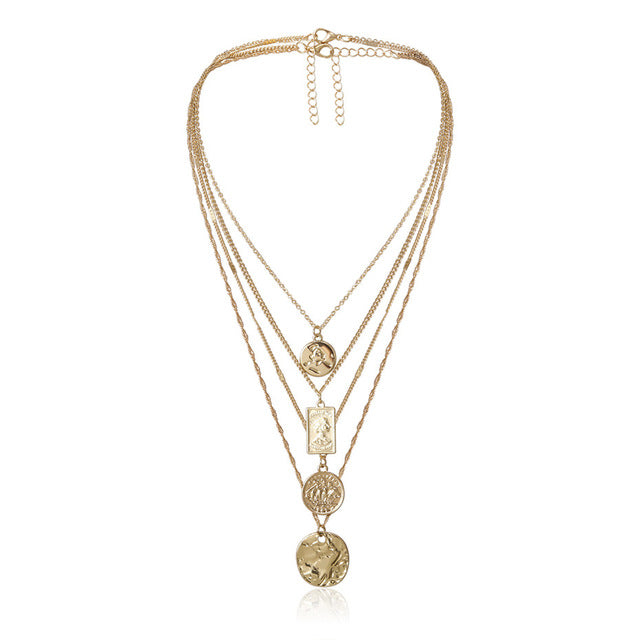 Punk Miami Cuban Choker Necklace Steampunk Men Jewelry Vintage Big Coin Pendant Chunky Chain Necklace for Women Neck Accessories