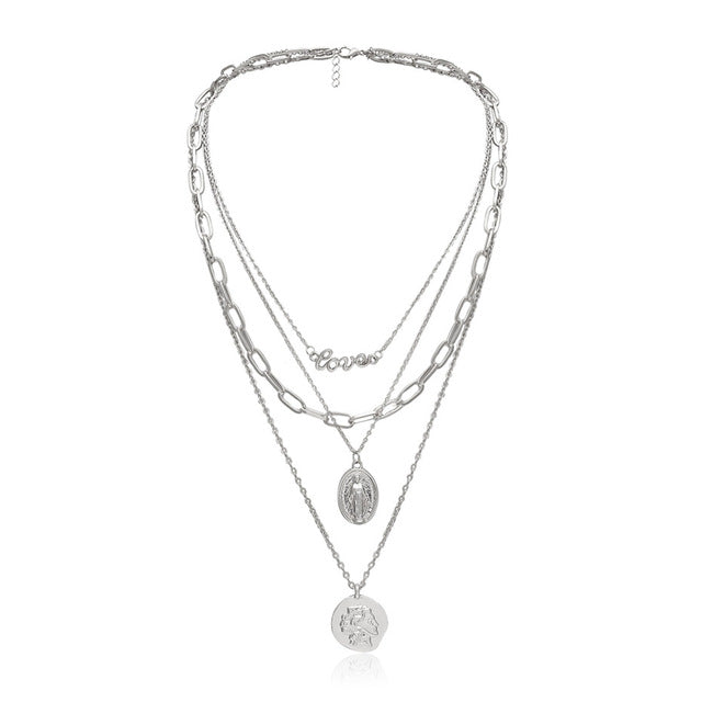 Punk Miami Cuban Choker Necklace Steampunk Men Jewelry Vintage Big Coin Pendant Chunky Chain Necklace for Women Neck Accessories