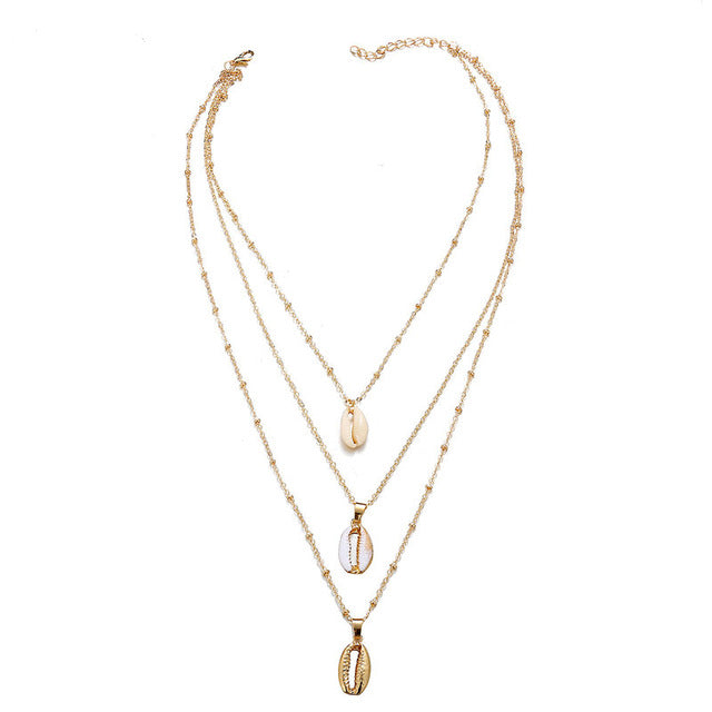 Boho Shell Pendant Necklace for Women Long Chain Round Coin Multilayer Choker 2019 Collares Necklace Wedding Jewelry