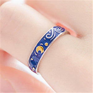 Moon Star Starry Night Van Gogh Adjustable Rings For Couple Lover's Real Price S  2020 Drop Shipping Women Men Jewelry