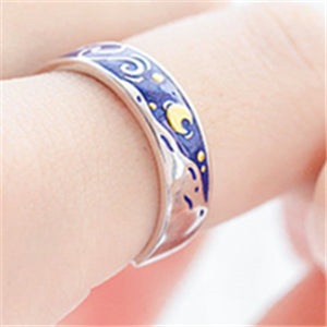 Moon Star Starry Night Van Gogh Adjustable Rings For Couple Lover's Real Price S  2020 Drop Shipping Women Men Jewelry