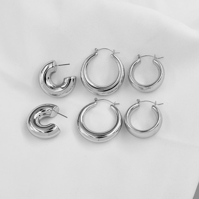 HUANZHI 2019 New Minimalist Gold Metal Large Circle Geometric Round Big Hoop Earrings for Women Girl Wedding Party Jewelry